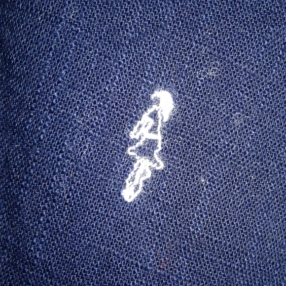 Zara navy blue Linen button down blouse XS oversize fit shirt key hole design - Picture 5 of 5